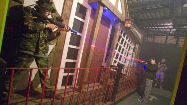 People playing laser tag at Rye House Laser Combat in Hoddesdon
