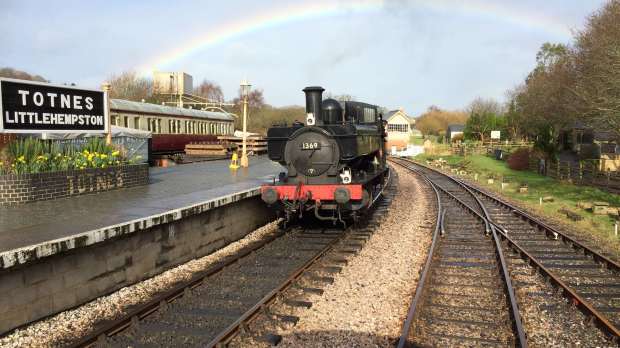 Steam train at South Devon Railway in Buchfastleigh