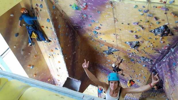 People climbing at Lakeland Climbing Centre in Kendal