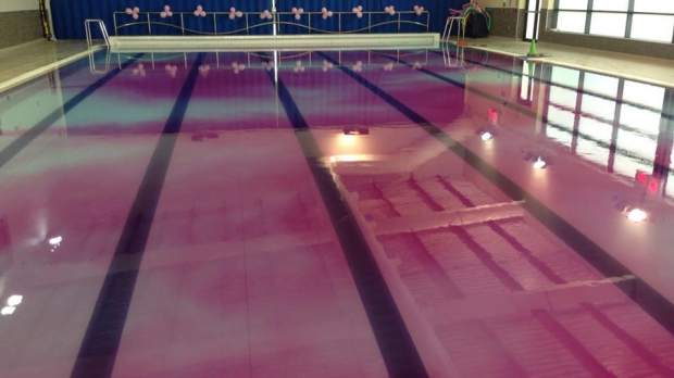 Pink dye in pool at Rotherham Leisure Complex