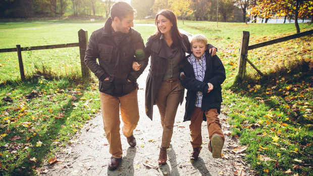 Family on walk at Brockhole Lake District Visitors Centre in Windermere