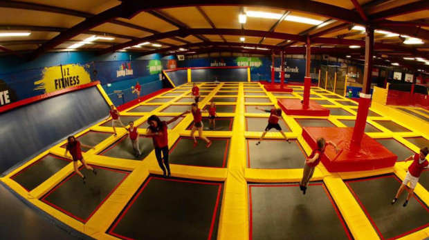 People on trampolines at Jump Zone Sandyford in Dublin