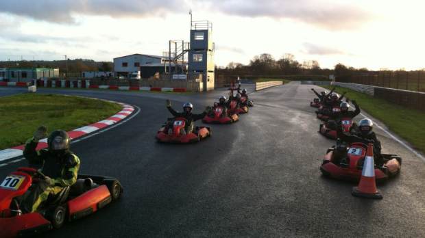 Kids on go karts at Nutts Corner Circuit in Belfast