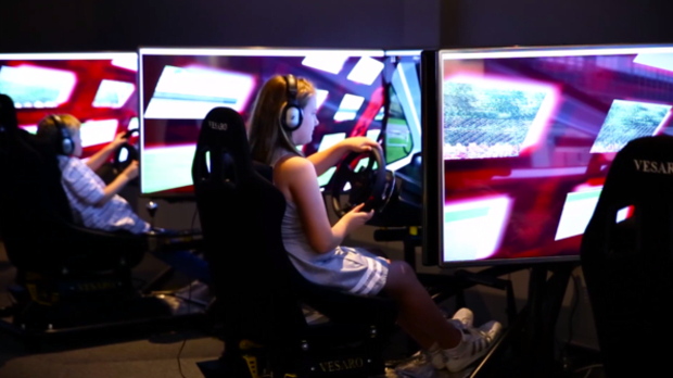 Race Hut Oxford girl on simulator