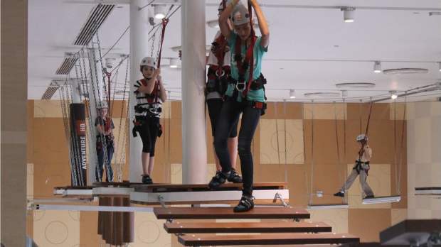 Kids on high rope course at Funny Bones House of Fun in Collooney