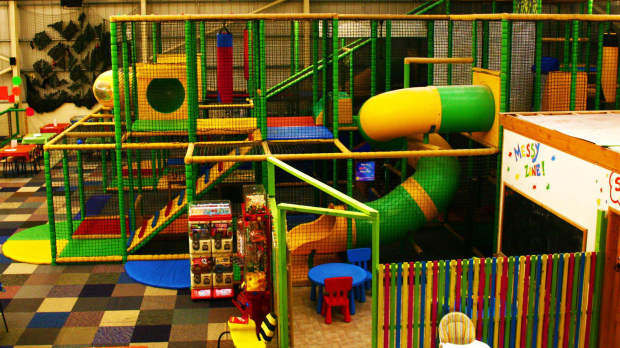 Indoor soft play frame at Rumble in the Jungle Indoor Playcentre in Rhondda