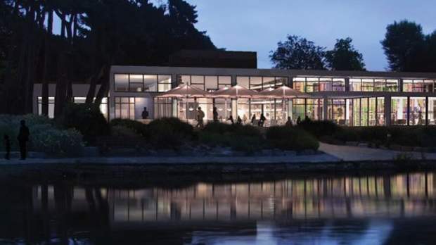 Outside view of The Ark Poole Park at night