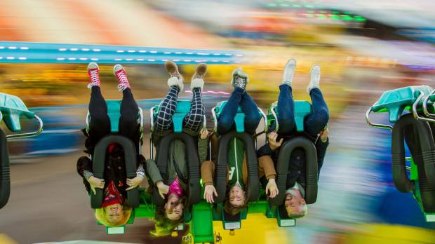 Family on The Dragons Claw ride at Adventure Island Southend-on-Sea