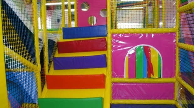 Inside soft play frame at Jigsaw Gyms in Leeds