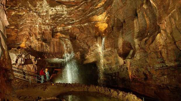 Waterfalls in National Showcaves Centre for Wales in Swansea