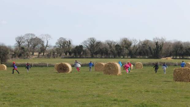 Kids running at Glenroe Farm in Greystones