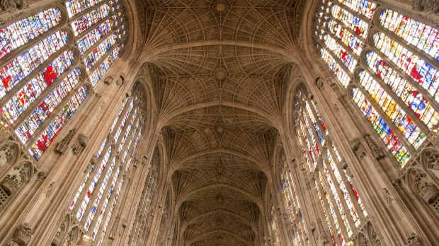 Ceiling of Kings College Chapel in Cambridge