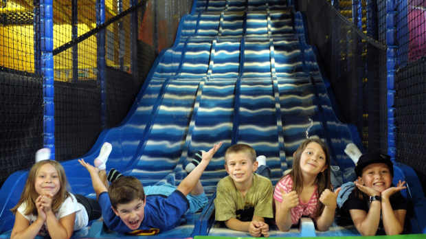 Kids on slide at Parents Paradise in Bushey