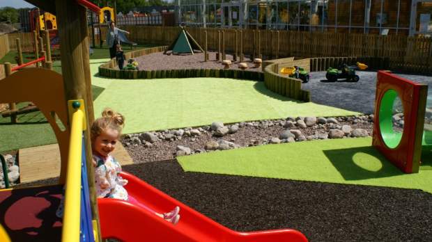 Outdoor play area at Bents Indoor Beach and Adventure Play in Warrington