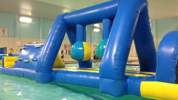 Inflatable course on swimming pool at Havant Leisure Centre