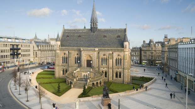 Aerial view of The McManus Art Gallery and Museum in Dundee