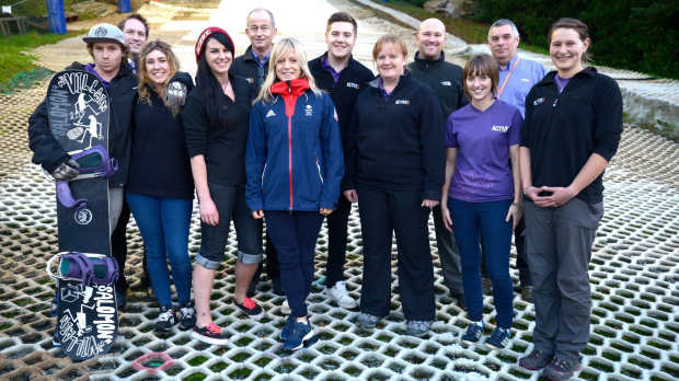People on dry ski slope at Alpine Snowsports Centre Southampton