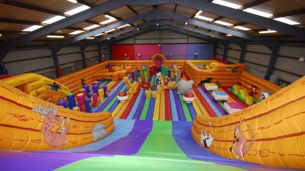 Inflatable obstacle course at Turoe Pet Farm in Loughrea