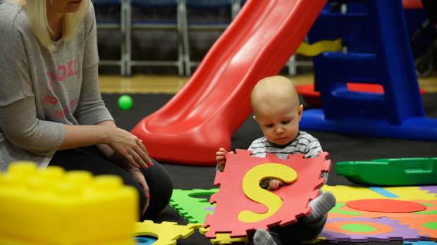 Mum and baby playing at GL1 in Gloucester