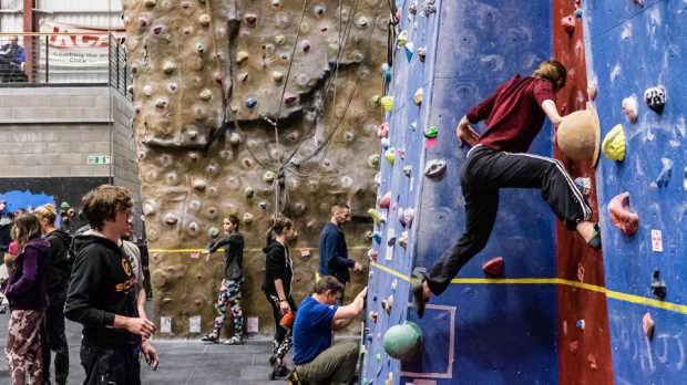People rock climbing at Transition Extreme in Aberdeen