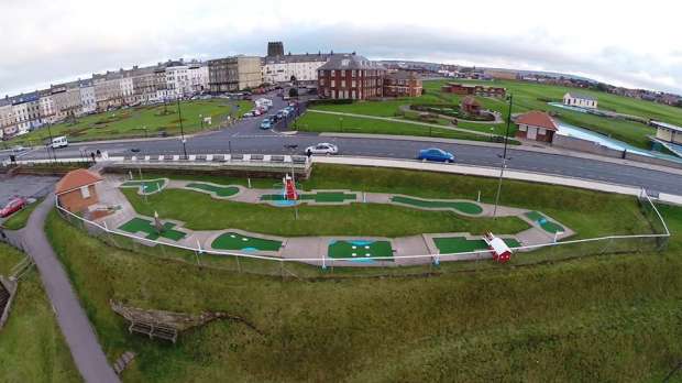 Mini golf course at Arnold Palmer Crazy Golf in Southend on Sea