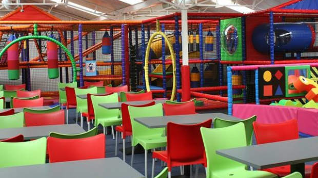 Indoor soft play frame and cafe area at Gemmells Soft Play in Mauchline