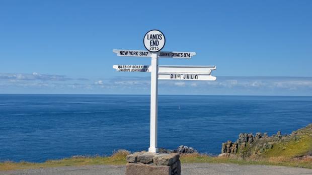 Westernmost point of Britain at Lands End Visitors Centre in Sennen