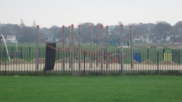 Rope climbing frame at Whitecliff Play Area in Poole