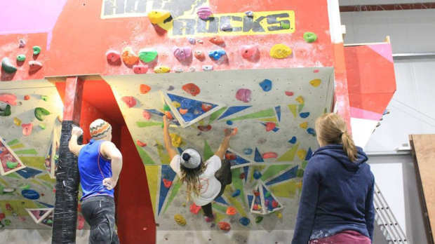 Kids climbing at Hot Rocks Climbing Wall in Douglas