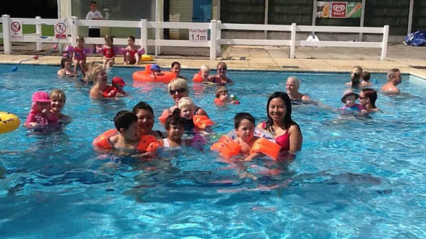 Families in outdoor swimming pool at Severn Centre in Bridgnorth