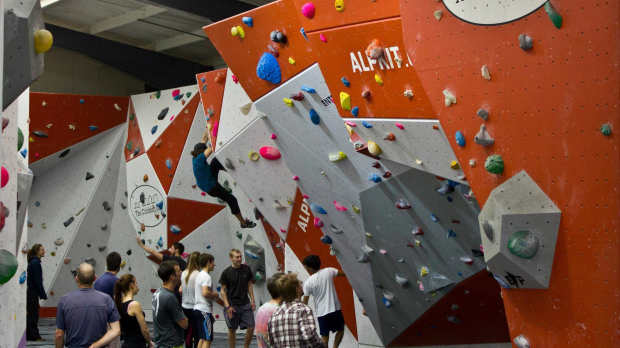 People rock climbing at The Climbing Unit in Derby