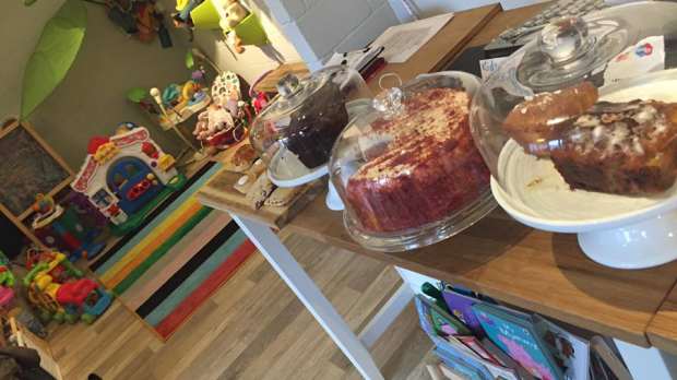 Cakes and play area at Messy Plays in Durham