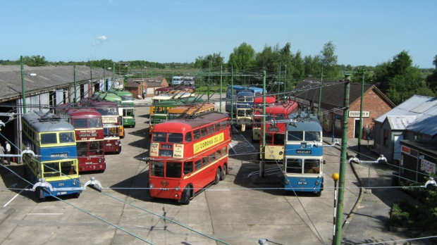Trolley busses at The Trolleybus Museum in Doncaster