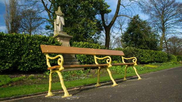 Bench at Queens Park in Bolton