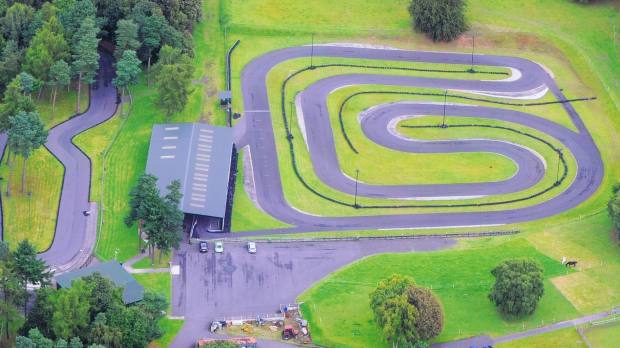 Aerial view of circuit at Amen Corner Karting at Newark