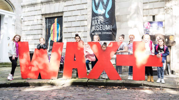 Kids outside The National Wax Museum Plus in Dublin