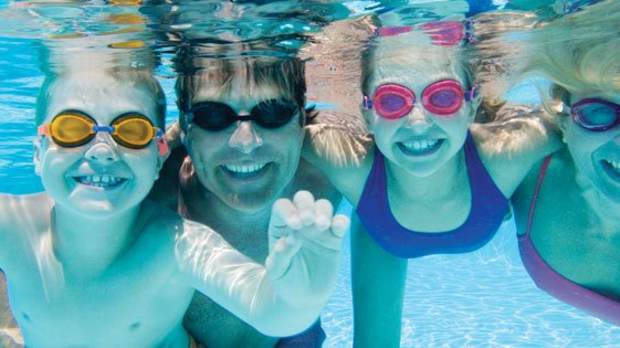 Family in swimming pool at Alton Sports Centre