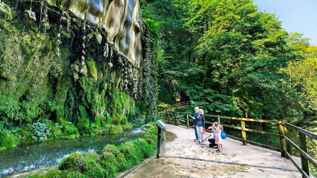 A family enjoying Mother Shipton's Well