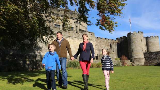Family walking on grounds at Stirling Castle