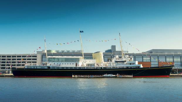 Outside view of The Royal Yacht Britannia in Edinburgh