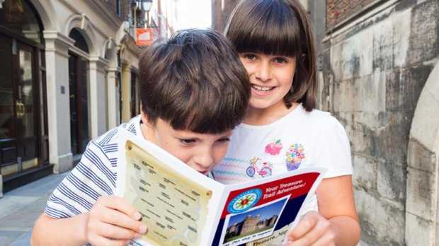 Boy and girl doing the Watford Treasure Trail
