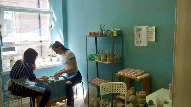 People doing crafts at The Craft Pottery in Glasgow