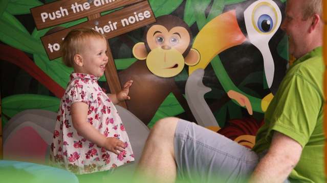 Dad and daughter at Wild n Wacky in Harlow