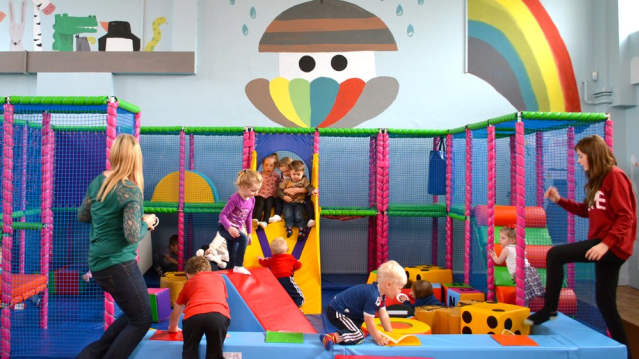 Families playing on soft play frame at Noah's Ark in Carlisle
