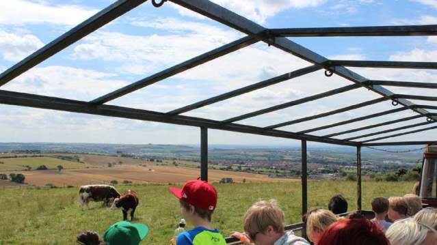 Kids on tractor ride at Down at the Farm in Houghton-le-Spring