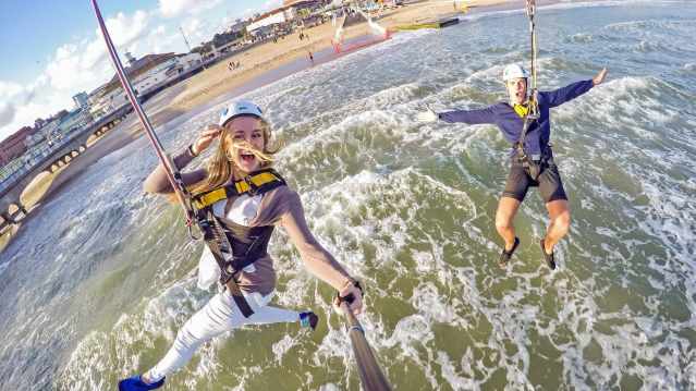 People on PierZip Line at RockReef in Bournemouth