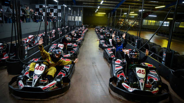 Kids in go karts at TeamSport Farnborough