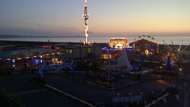 Night time at Knightlys Fun Parks in Conwy
