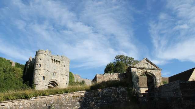 Outside view of Carisbrooke Castle in Newport