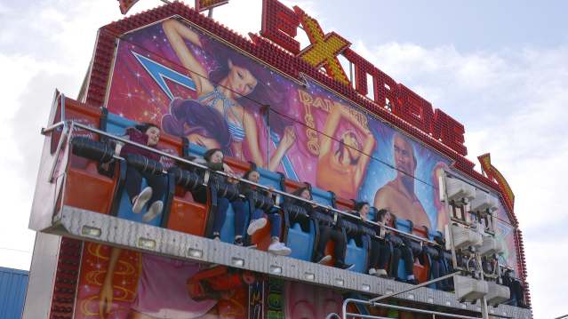 Kids on Extreme ride at Funland in Hayling Island